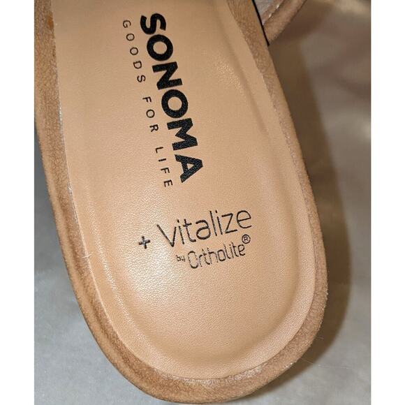 Sonoma Vitalize by Ortholite Open Toe Mules Block Heels Carreen Taupe Size 9.5 M - Picture 9 of 10